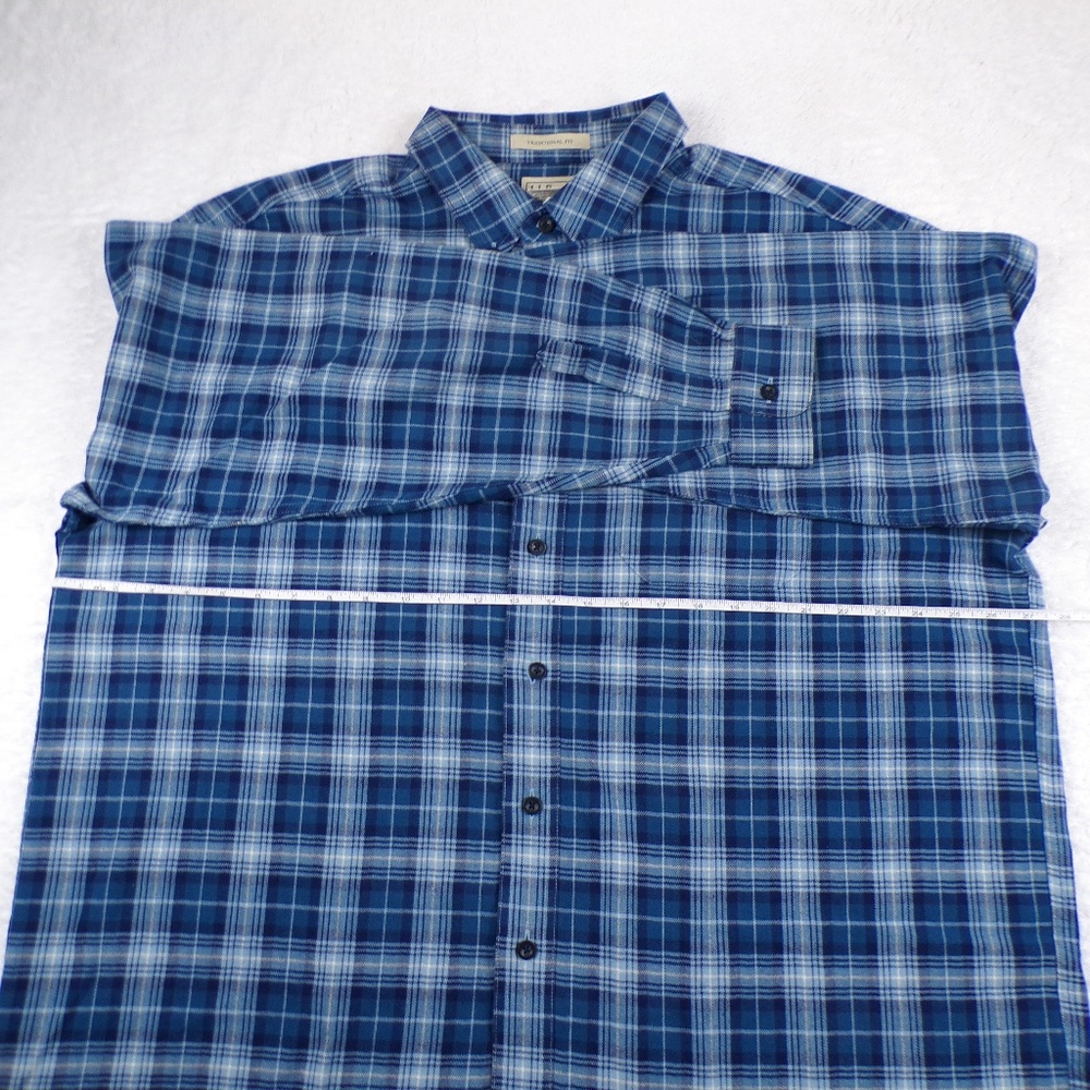 LLBean Scotch Plaid Flannel Button Shirt Mens Large Blue Traditional Fit Size XL - Picture 6 of 10